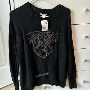 NWT H&M sequin pug sweater